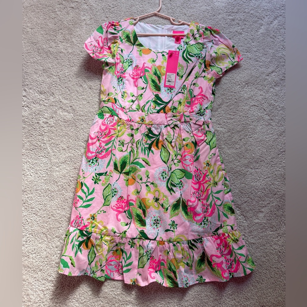 Lilly Pulitzer Pink and Green Floral Kids Dress
